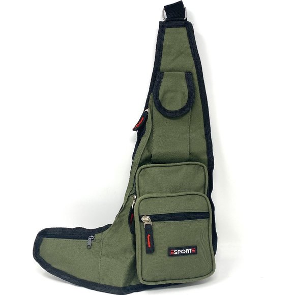 No brand Other - Messenger Men's Green Bag Poly Sport Shoulder Strap 4 Zip Pocket Cellphone Pouch